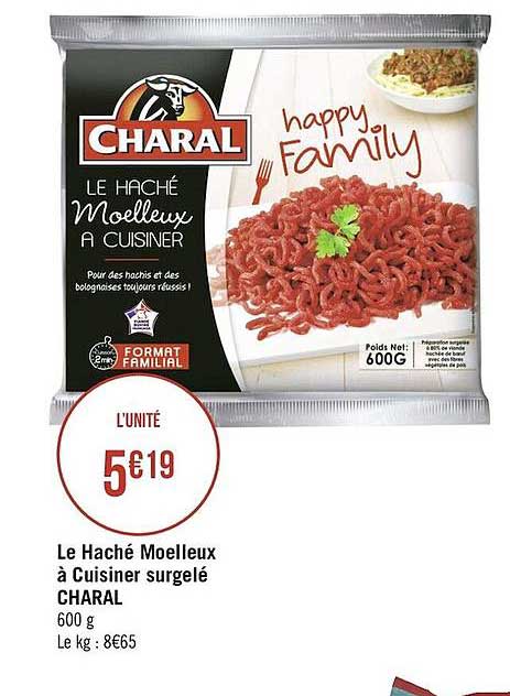 le haché moelleux à cuisiner surgelé charal