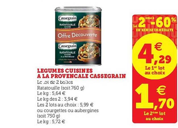 Légumes Cuisinés à La Provencale Cassegrain