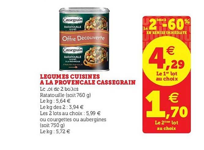 Légumes Cuisinés à La Provencale Cassegrain