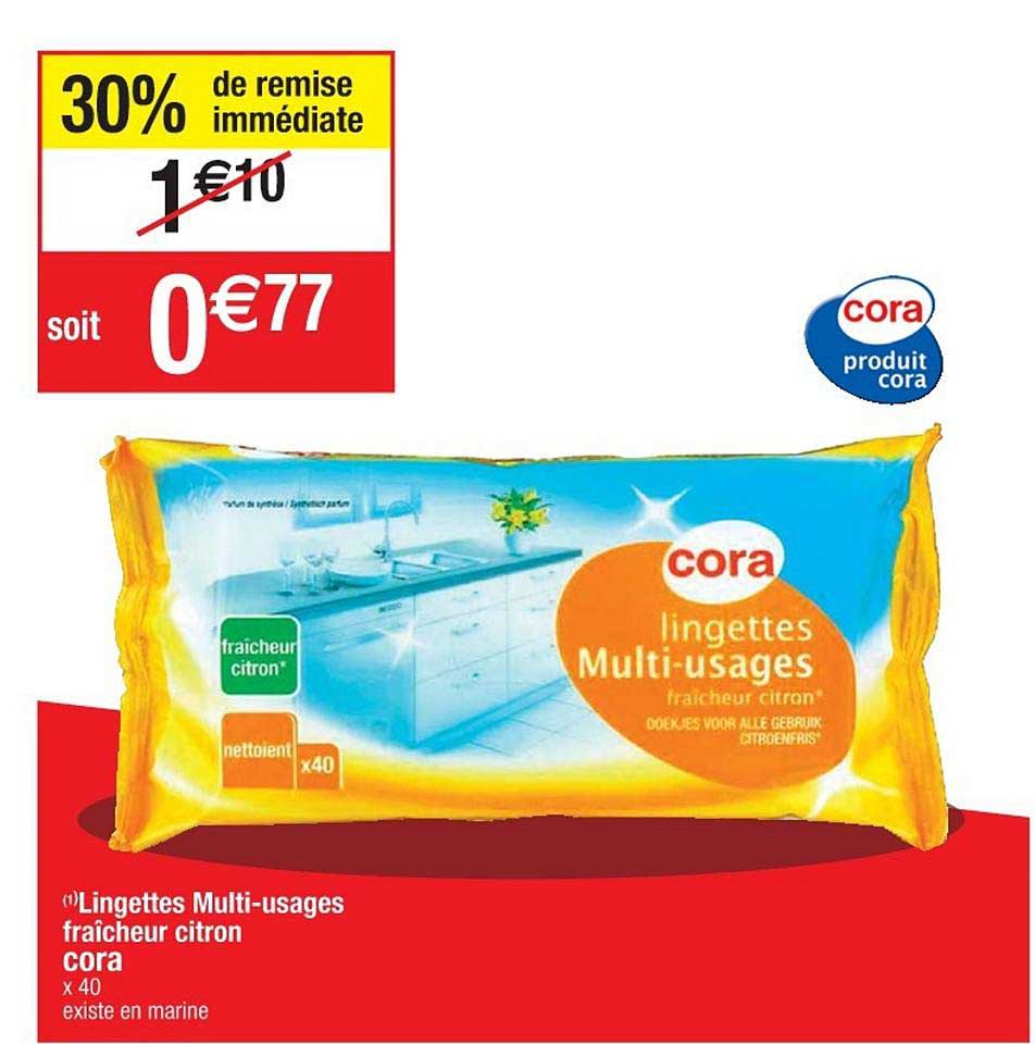 lingettes multi-usages fraîcheur citron cora