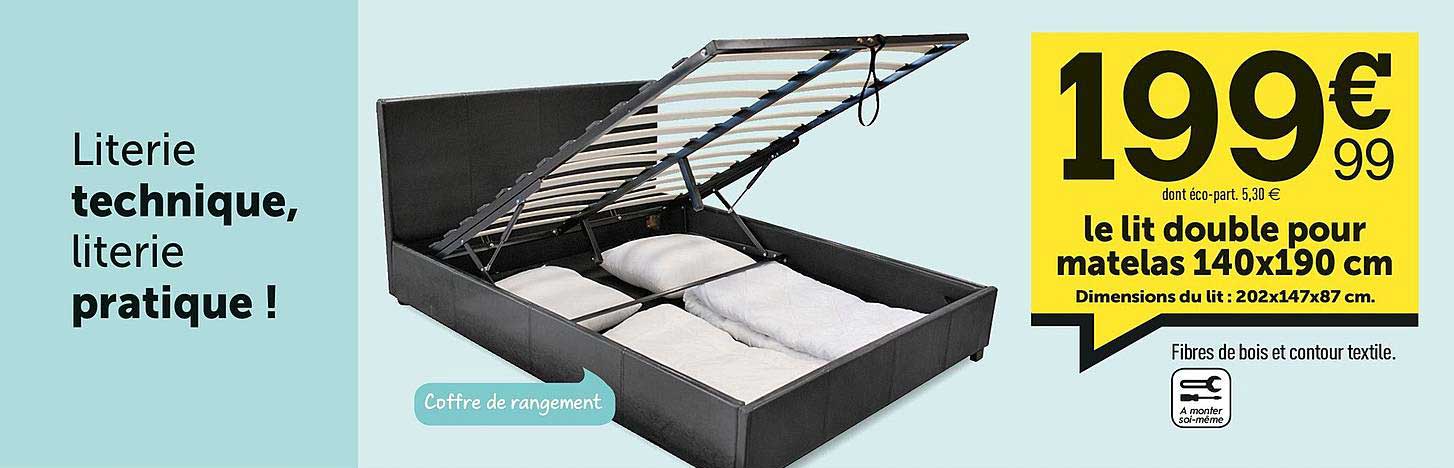 lit double pour matelas 140x190 cm