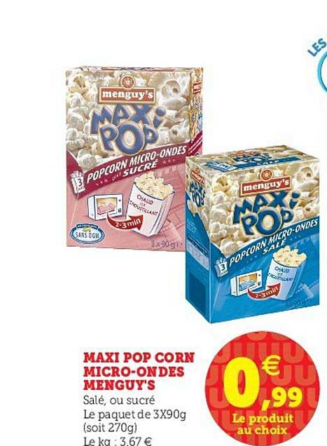 maxi pop corn micro-ondes menguy's