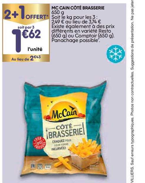 mc cain côté brasserie 2+1 offert