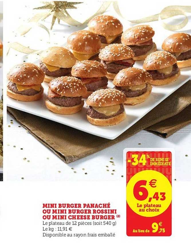 mini burger panaché ou mini burger rossini ou mini cheese burger