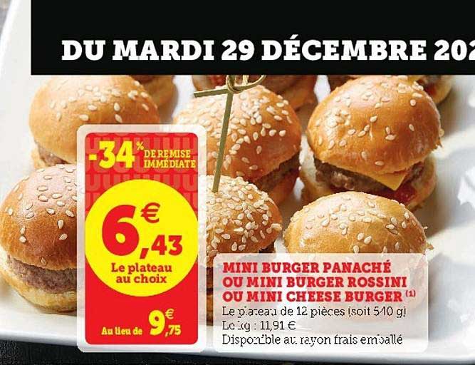 mini burger panaché ou mini burger rossini ou mini cheese burger