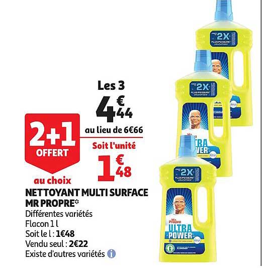 nettoyant multi surface mr propre 2+1 offert au choix