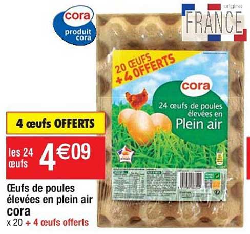 œufs de poules élevées en plein air cora