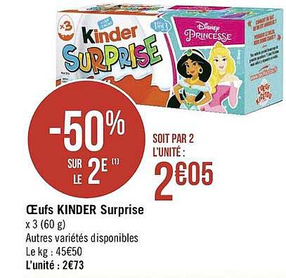 œufs Kinder Surprise -50% Sur Le 2è
