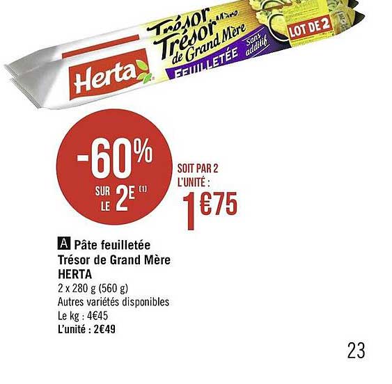 pâte feuilletée trésor de grand mère herta -60% sur le 2è