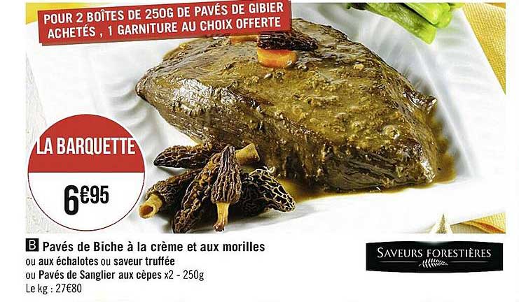 pavés de biche à la crème et aux morilles saveurs forestières