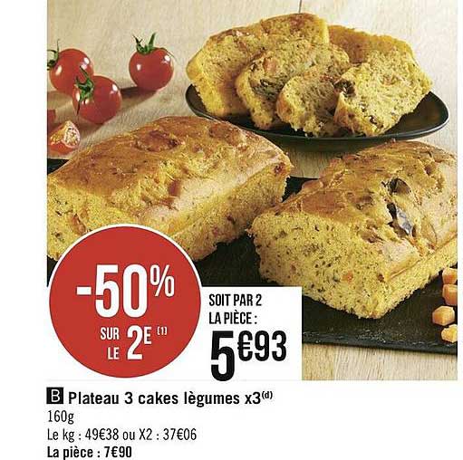 Plateau 3 Cakes Légumes X3 -50% Sur Le 2è