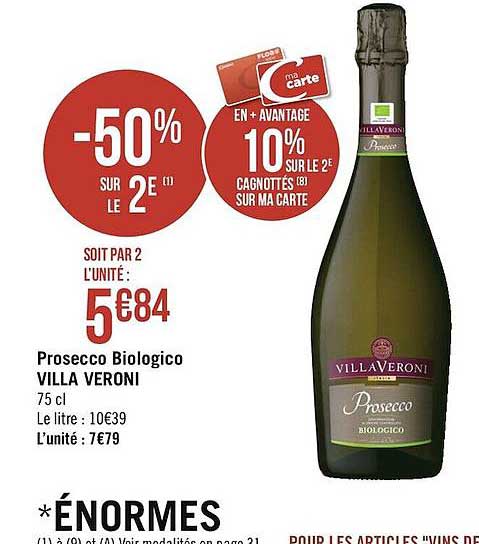 prosecco biologico villa veroni -50% sur le 2è