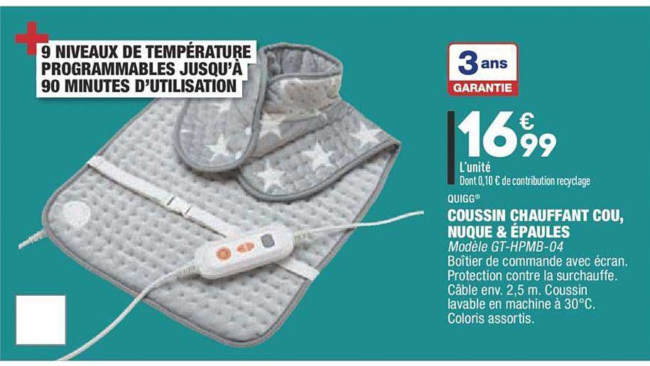 quigg coussin chauffant cou nuque & épaules
