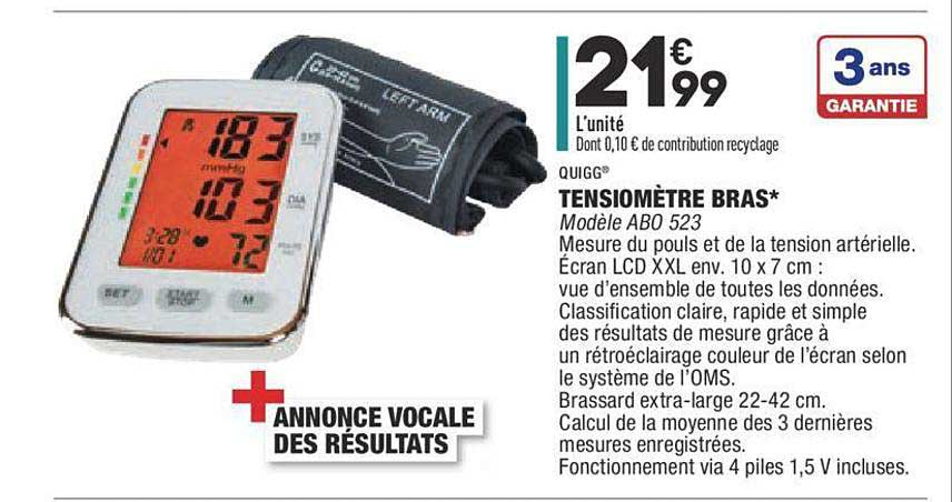 Quigg Tensiomètre Bras