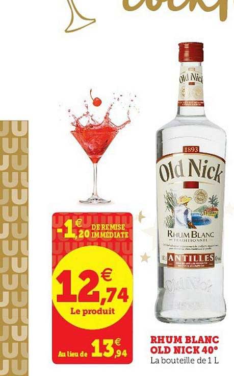 rhum blanc old nick 40°