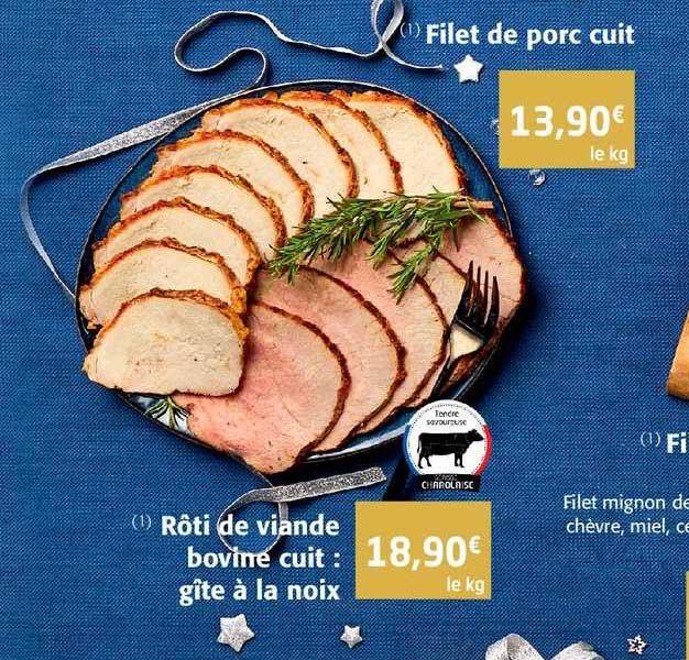 rôti de viande bovine cuit : gîte à la noix