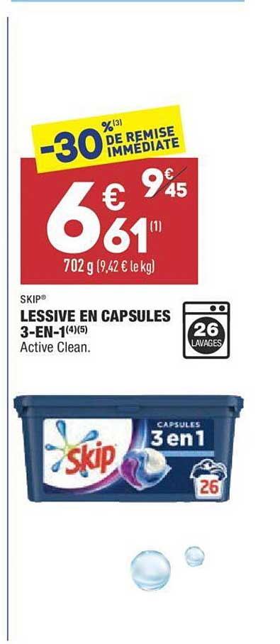 Skip Lessive En Capsules 3 En 1 -30% De Remise Immédiate