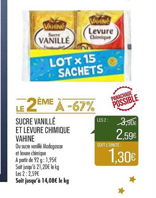 sucre vanillé et levure chimique vahiné le 2ème à -67%