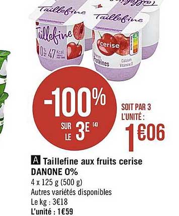 taillefine aux fruits cerise danone 0%