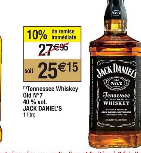 tennessee whiskey old n°7 40% vol. jack daniel's
