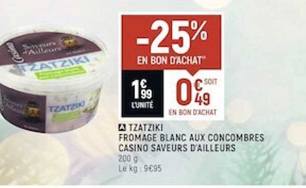 tzatziki fromage blanc aux concombres casino saveurs d'ailleurs