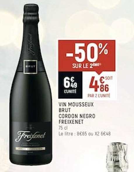 vin mousseux brut cordon negro feixenet -50% sur le 2ème