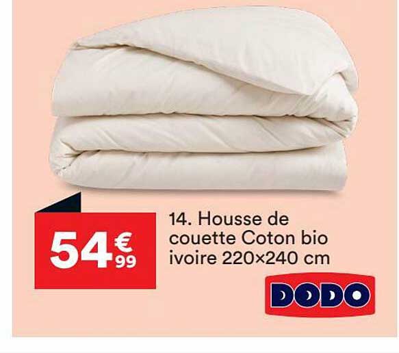 housse de couette coton bio ivoire 220x240 cm dodo