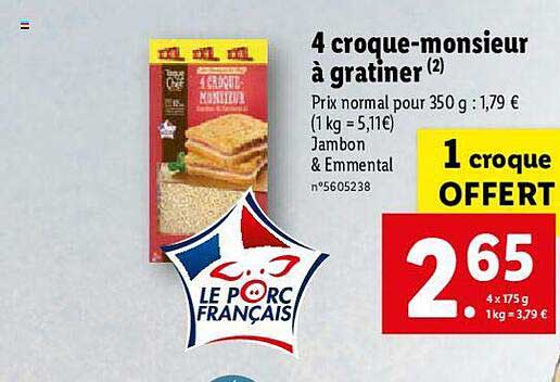 4 croque-monsieur à gratiner toque du chef