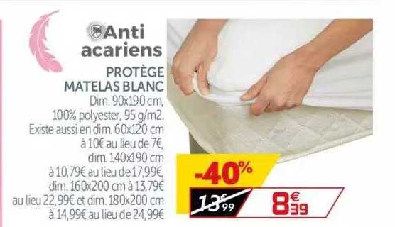 Anti Acariens Protège Matelas Blanc