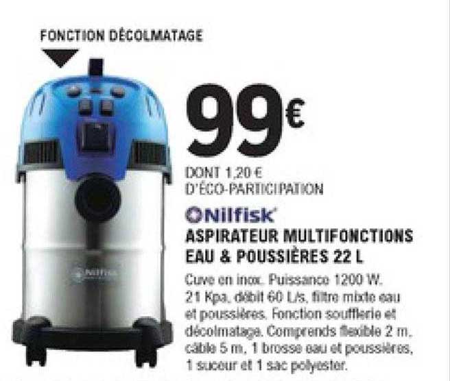 Aspirateur Multifonctions Eau & Poussières 22 L Nilfisk