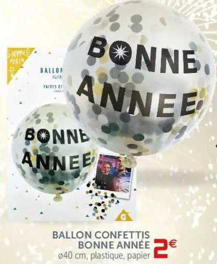 ballon confettis bonne année ø40 cm plastique papier