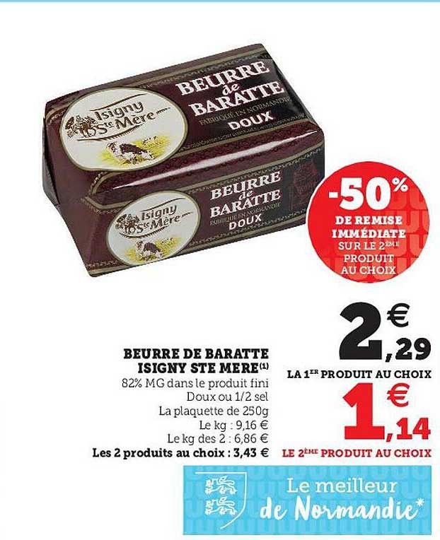 beurre de baratte isigny ste ère