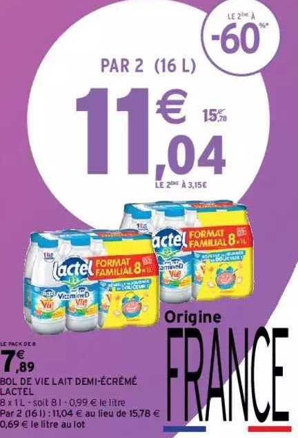 bol de vie lait demi-écrémé lactel