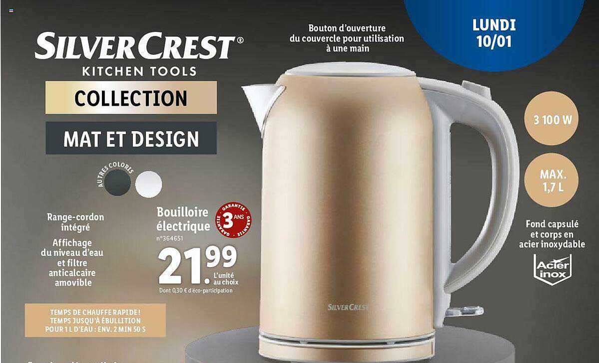 bouilloire électrique silver crest