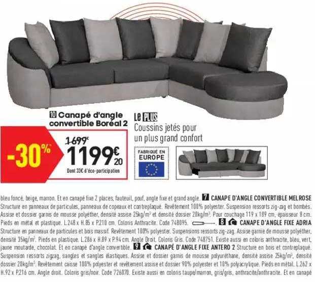 canapé d'angle convertible boréal 2
