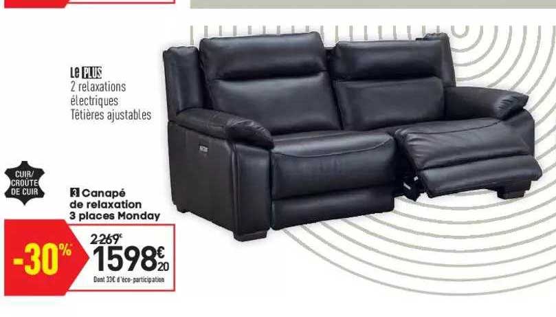 canapé de relaxation 3 places monday