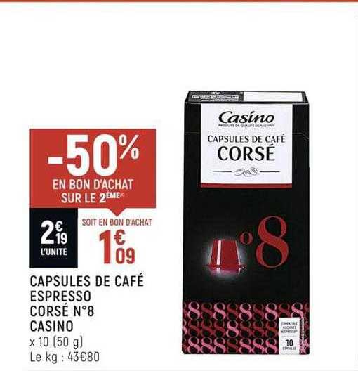 capsules de café espresso corsé n°8 casino