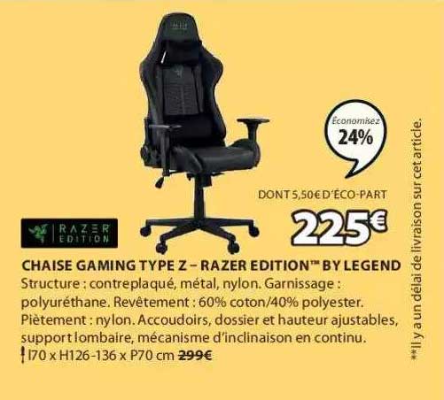 chaise gaming type z - razer édition by legend