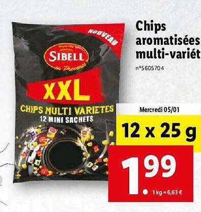 chips aromatisées multi-variété sibell