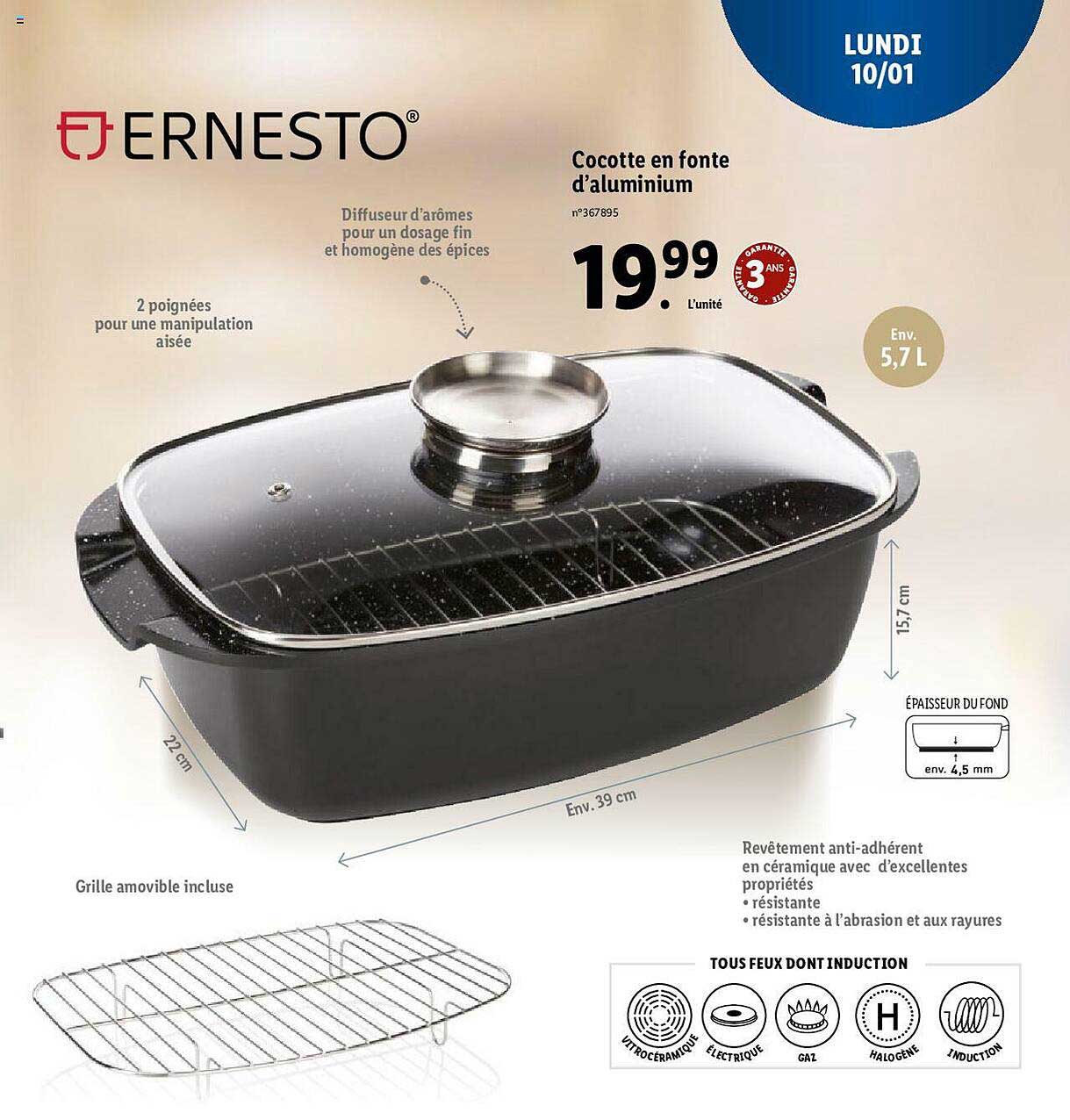 cocotte en fonte d'aluminium ernesto