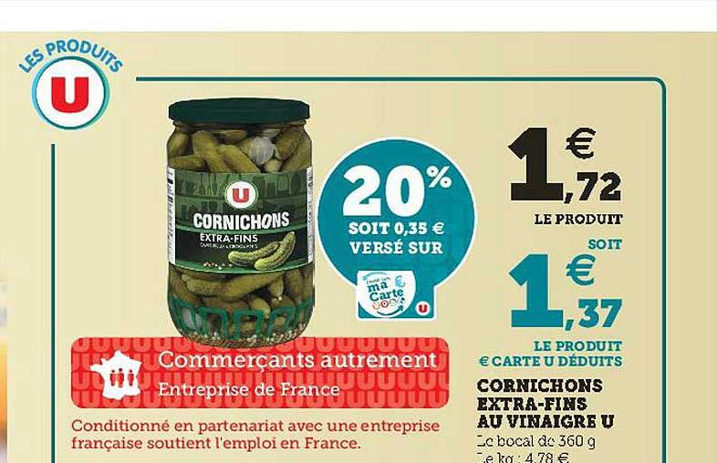 cornichons extra-fins au vinaigre u