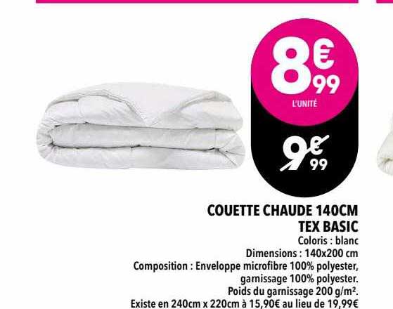 Couette Chaude 140 Cm Tex Basic