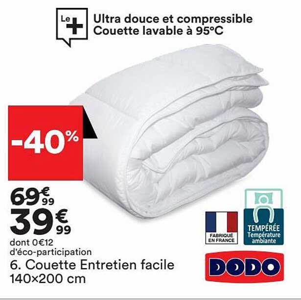 couette entretien facile 140x200 cm dodo