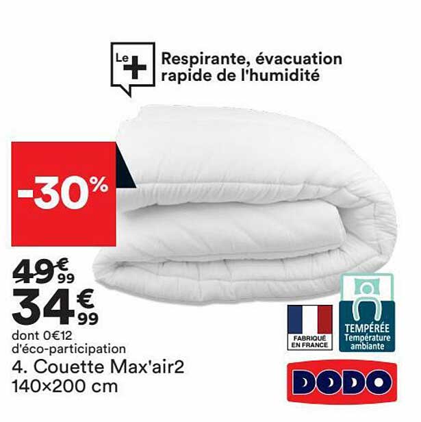 couette max'air2 140x200 cm dodo