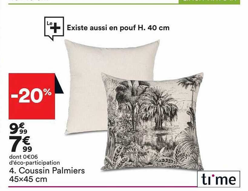 coussin palmiers 45x45 cm