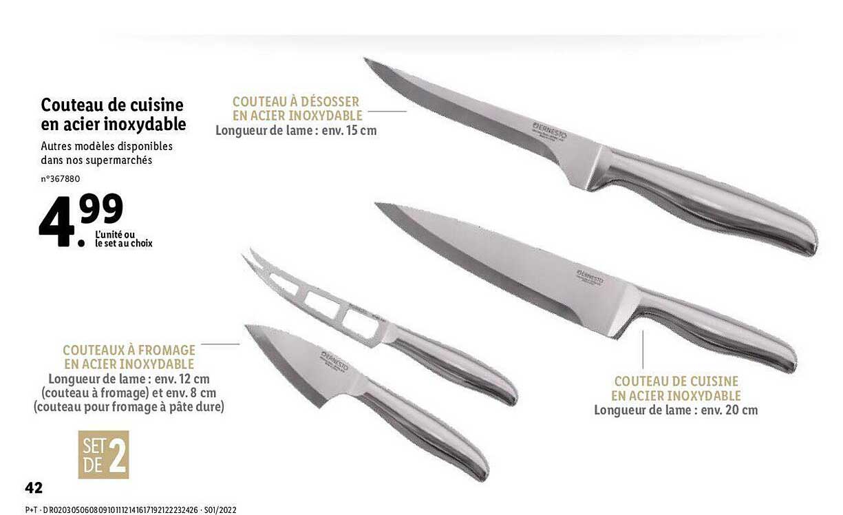 couteau de cuisine en acier inoxydable