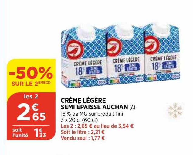 crème légère semi épaisse auchan