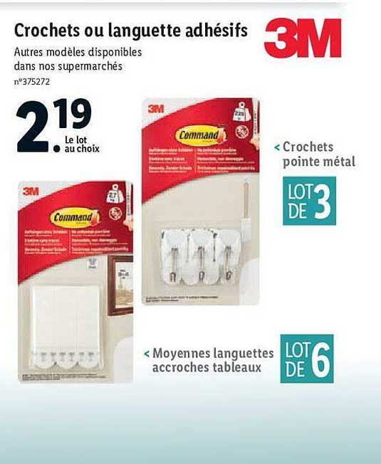 crochets ou languette adhésifs 3m