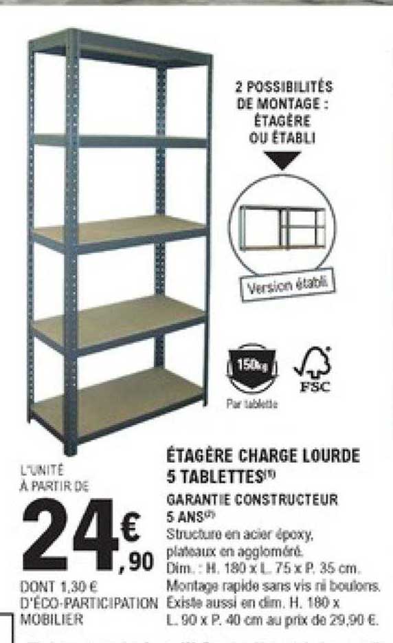 étagère Charge Lourde 5 Tablettes