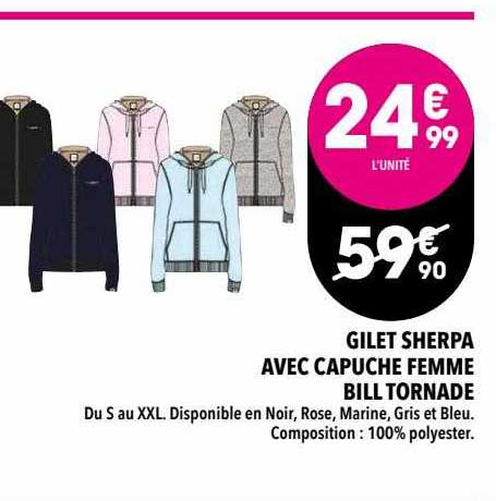 gilet sherpa avec capuche femme bill tornade